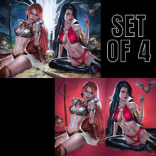 Load image into Gallery viewer, VAMPIRELLA #672 & RED SONJA DEATH & THE DEVIL #2 (JOSH BURNS VIRGIN SET OF 4)