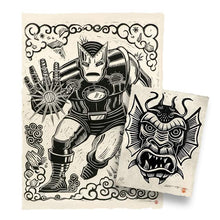 Load image into Gallery viewer, Attack Peter - Iron Man Hand Stamp w/Bonus Fin Fang Foom - Artist Proof Black Print ( Limited to 25)